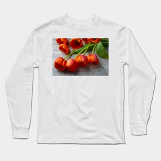 Dew On Orange Tulips Long Sleeve T-Shirt